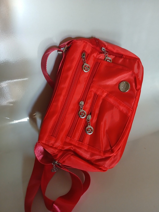 Handbags - Red Multi-Pocket Crossbody Bag - Women's Shoulder Bag